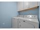 Modern laundry room with a side by side washer and dryer at 238 Langford Valley Way, Cary, NC 27513
