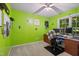 Home office or bedroom with bright-green painted walls and carpeted floors at 275 Eagle Stone Rdg, Youngsville, NC 27596