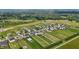 Aerial community view; houses with well-kept lawns and swimming pools at 319 Brinkley Cir, Mebane, NC 27302