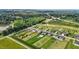 Aerial view of houses in a beautiful neighborhood with manicured lawns at 319 Brinkley Cir, Mebane, NC 27302
