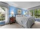 Charming bedroom with bay windows offering natural light and soft, blue accents at 3919 Wentworth Dr, Durham, NC 27707