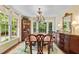 Formal dining room featuring large windows, hardwood floors, and a chandelier at 3919 Wentworth Dr, Durham, NC 27707