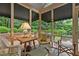 Sunroom with wicker furniture and a view of the outdoor brick patio and landscaped backyard at 3919 Wentworth Dr, Durham, NC 27707