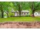 A cozy home nestled behind a classic brick wall, with mature trees framing the picturesque front yard at 504 Delaware Ave, Burlington, NC 27217