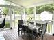 Screened-in porch with long table and seating area, with backyard view at 609 Redford Place Dr, Rolesville, NC 27571