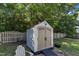 A well-maintained storage shed is nestled in the backyard, providing ample space for tools and equipment at 609 Redford Place Dr, Rolesville, NC 27571