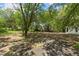 Backyard view of house, showing some bare ground and lush greenery in the background at 714 Harriett St, Henderson, NC 27536