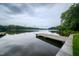 Scenic view of a wooden dock extending into the calm waters of a serene lake at 103 Lochwood West Dr, Cary, NC 27518