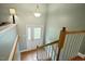 A view of the front door from the top of the stairs at 1109 Buckingham Rd, Garner, NC 27529