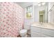 Bathroom with neutral paint, decorative curtain, and modern fixtures at 12 Striding Ridge Ct, Durham, NC 27713