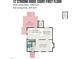 First-floor floor plan showcasing the kitchen, dining area, living room, bath and deck at 12 Striding Ridge Ct, Durham, NC 27713