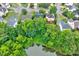 Community featuring mature trees, well-maintained yards, and a serene pond at 1216 Miracle Dr, Wake Forest, NC 27587
