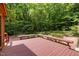 Spacious back deck area surrounded by mature trees, offering a private outdoor retreat at 122 Blackcherry Ln, Chapel Hill, NC 27514