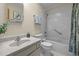 Bathroom with a shower and neutral color palette at 122 Blackcherry Ln, Chapel Hill, NC 27514