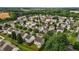 A beautiful aerial view shows a residential neighborhood with tree-lined streets and manicured lawns at 1310 Silver Dr, Mebane, NC 27302