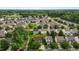 Aerial view of a neighborhood showcasing the well-maintained lawns, mature trees, and diverse home styles at 1310 Silver Dr, Mebane, NC 27302
