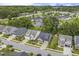 Beautiful aerial view of a quiet neighborhood and surrounding mature trees, lush green spaces, and well maintained lawns at 1374 Patriot Points Way, Fuquay Varina, NC 27526