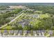 Expansive aerial shot of a neighborhood surrounded by lush landscaping and mature trees and other community buildings at 1374 Patriot Points Way, Fuquay Varina, NC 27526