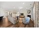 Spacious living room features a fireplace, hardwood flooring, and neutral paint at 1533 Santa Lucia St, Wake Forest, NC 27587