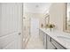 Well-lit bathroom featuring a glass-enclosed shower, double vanity, and ample space at 1533 Santa Lucia St, Wake Forest, NC 27587