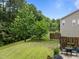 Backyard with a sloped lawn and wooden fence. Perfect for children and pets at 2950 Settle In Ln, Raleigh, NC 27614