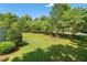 Lush backyard featuring a well-maintained lawn and mature trees for a serene outdoor space at 3002 Bartlett Cir, Hillsborough, NC 27278