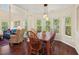 Bright dining room with hardwood floors, large windows, and pendant lighting at 3002 Bartlett Cir, Hillsborough, NC 27278