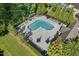 Community pool area with ample seating and manicured landscaping offering a relaxing and enjoyable experience at 3002 Bartlett Cir, Hillsborough, NC 27278