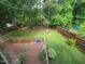 Backyard featuring a fenced lawn, a deck, and landscaping at 3016 Hayling Dr, Raleigh, NC 27610