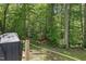 Wooded backyard with shed and privacy, perfect for outdoor enthusiasts or tranquil relaxation at 305 Old School Rd, Chapel Hill, NC 27516