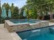 Poolside spa with a waterfall, adding a touch of luxury to the outdoor space at 305 Springtree Circle Cir, Fuquay Varina, NC 27526