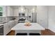 Modern kitchen with stainless steel appliances, island, and stylish decor at 415 Dupree St, Durham, NC 27707