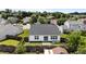 Aerial view of the backyard, showing the fence, lawn, metal planter, and shed at 4408 Jordan Oaks Way, Raleigh, NC 27604