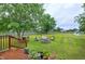 Expansive backyard with a well-maintained lawn, a cozy fire pit area, and comfortable outdoor seating, perfect for entertaining at 5016 Swordfish Dr, Raleigh, NC 27603