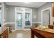 Eat-in kitchen features access to the back porch, lots of sunlight and room for dinette set at 5016 Swordfish Dr, Raleigh, NC 27603