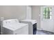 Well-equipped laundry room includes washer, dryer, and access to the backyard at 5121 Raintree Rd, Durham, NC 27712