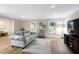 Relaxing living room with hardwood floors, neutral paint, and comfortable, modern furniture at 5121 Raintree Rd, Durham, NC 27712