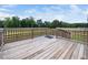 Spacious wooden deck with railing overlooking a lush, green yard offering a relaxing outdoor space at 5200 Pulley Town Rd, Zebulon, NC 27597