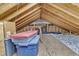 Spacious attic featuring plywood floor and exposed rafters at 5805 Bayberry Ln, Raleigh, NC 27612
