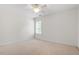 A basic bedroom with carpet and one window is awaiting a personal touch at 6217 Battleford Dr, Raleigh, NC 27612