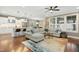 Open floor plan featuring the living room, dining area, and kitchen at 6444 Kit Creek Rd, Morrisville, NC 27560