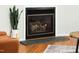 Close-up of a modern fireplace with decorative logs and adjacent plant at 657 Lakeview Dr, Stem, NC 27581