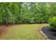 Large backyard with lush lawn and mature trees at 7811 Still Crossing Rd, Chapel Hill, NC 27516
