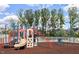 Community playground with climbing structures, slides, and swings set among mature trees at 803 Courting St, Apex, NC 27523