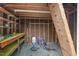 Interior of the shed featuring storage space and workbench at 1014 Laurens Way, Knightdale, NC 27545