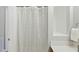 Shower with neutral colors, a shower curtain and white trim at 106 Eagle Crest Ln, Princeton, NC 27569