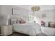 Neutral bedroom with a comfortable bed, side table, and a desk with a pink chair at 123 Trellingwood Dr, Morrisville, NC 27560