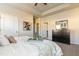 An open bedroom features a queen-sized bed, dresser, and large open windows at 1234 Sirius Drive Lot 31 Dr, Sanford, NC 27330