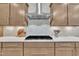 Modern kitchen with stainless steel appliances, custom cabinets, and stone backsplash at 2721 Jazzy St, New Hill, NC 27562
