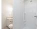 Bathroom with walk-in shower, white vanity, and sink at 307 Sunset Dr, Elon, NC 27244